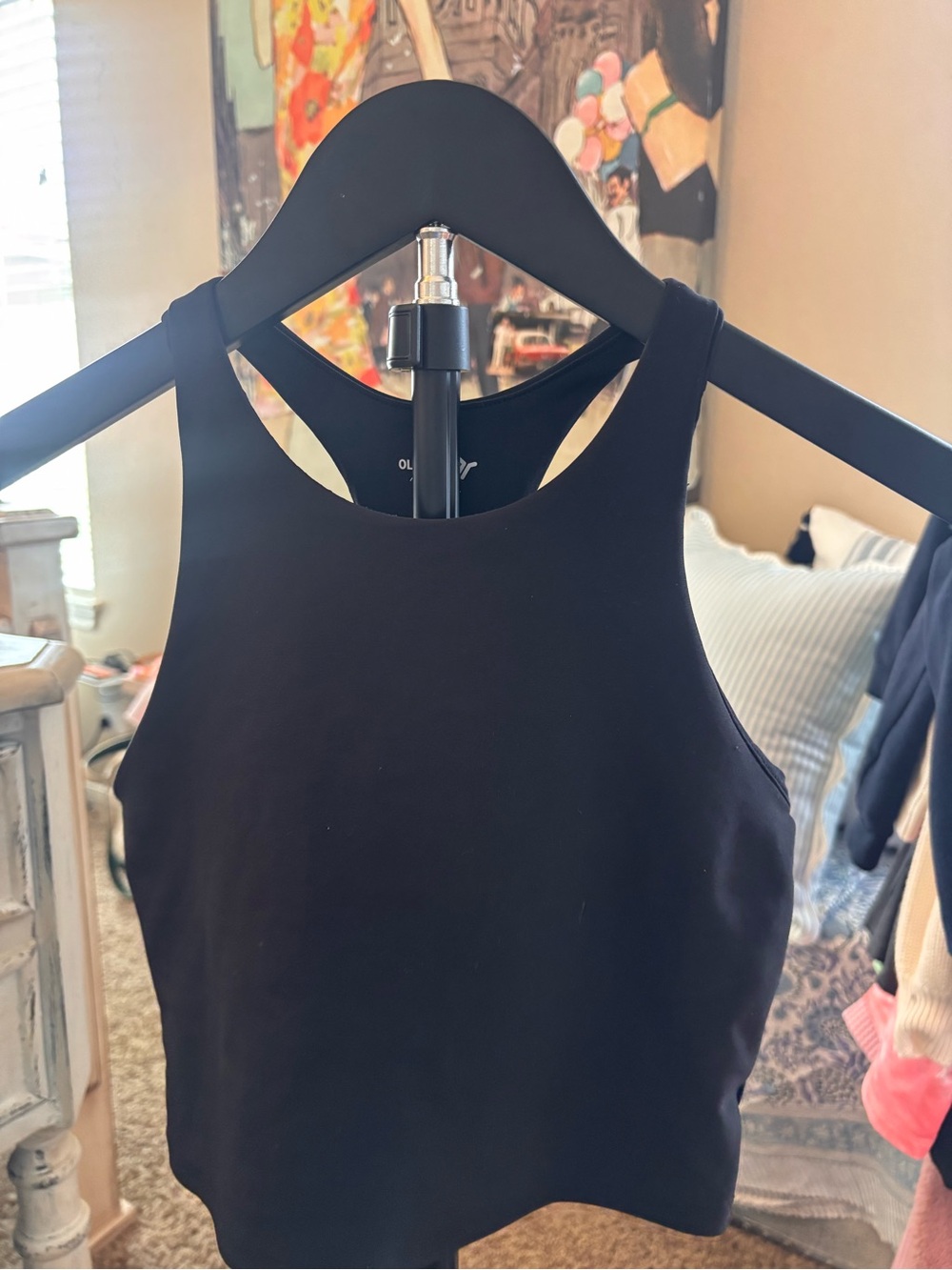Old Navy Girls Black High Neck Crop Active Tank YL 10-12